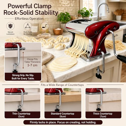 Manual Pasta Maker Machine (Red / 2/4MM)