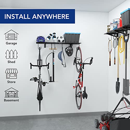 1 Pack 1x4 ft Garage Wall Shelving (1 pack-1x4 ft_6 hooks / Black)