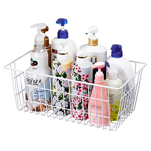 15.7" Freezer Wire Baskets Refrigerator 4 Freezer Baskets Wire Metal Storage Basket (White / 15.7"L x 7.9"W x 5.9"H)
