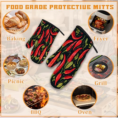 Red Pepper Oven Mitts and Pot Holders Set (4 Count)