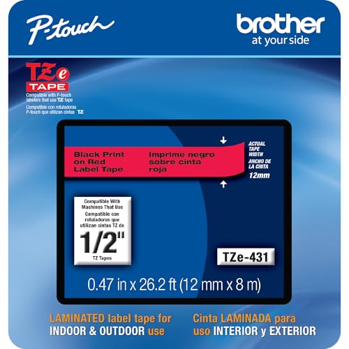 Genuine P touch (Black on Red / 12mm (0.47”) / Pack of 1)