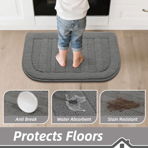 24x40 Inch Kitchen Rugs Non Slip Washable Kitchen Sink Rug (24" x 40" (Semicircular) / Grey)