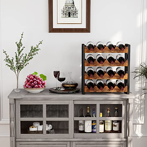 2-in-1 Wine Rack Countertop, Small Wine Rack Organizer Holder, Wooden Wine Rack Inserts for Cabinet, Stackable Wine Rack for Kitchen,Home Bar (Modern)