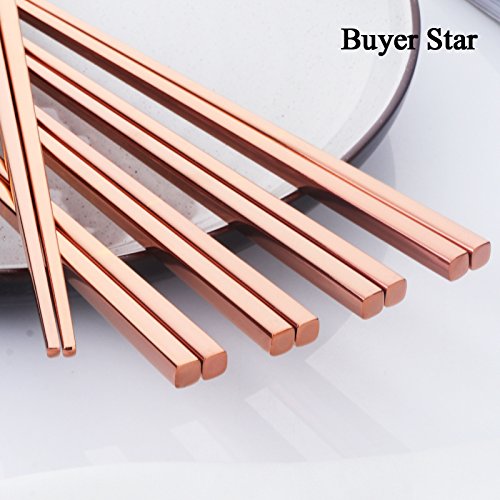 5 Pair Stainless Steel Chopsticks (Rose Gold)