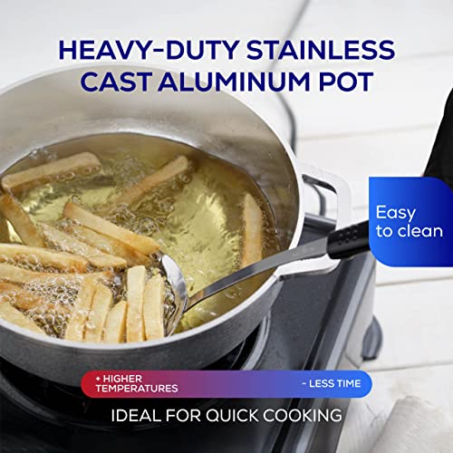 3.4 QT / 3.2 Liter) Caldero Pot with Lid, Cast Aluminum Rice & Cooking Pot, 9 Cup Capacity for Rice, Beans, Soups, Stews, Frying & Small-Batch Cooking