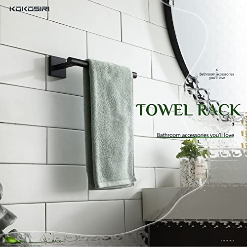 Towel Bar Matte Black Bathroom Hardware Hand Towel Rails Wall Mounted Kitchen Toilet Cabinet Paper Holder 2 Pack (Matte Black / 2 Pack)