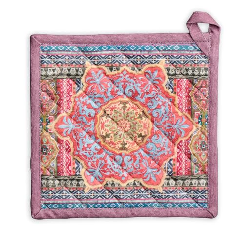 Pot Holders 100% Cotton Potholders (075 - Ispahan / 8" x 8" (Pot Holder Pack of 1))