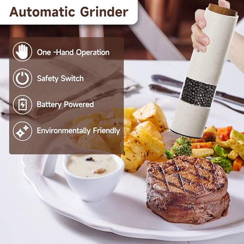 Electric Salt and Pepper Grinder Set (White)