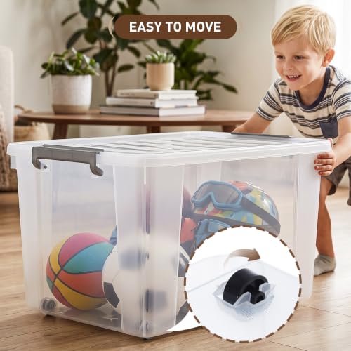 4 Pack 58.1 QT Clear Plastic Storage Bins with Latching Lids (Clear White / 4 PCS-58.1 QT)