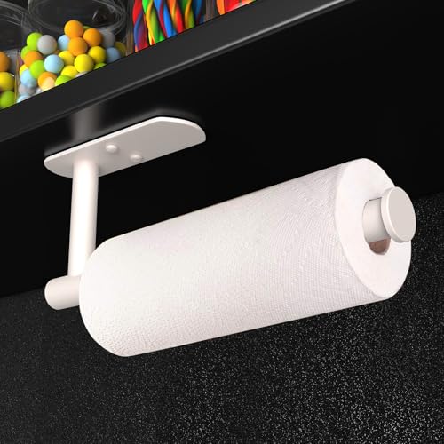Adhesive Paper Towel Holder Under Cabinet Wall Mount for Kitchen Paper Towel (Brown / 2 Pack)