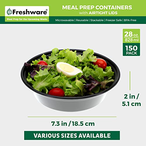Meal Prep Containers with lids [150 Pack] Food Storage Containers (Black / 28OZ-150PK)