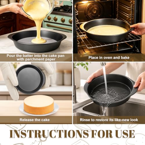 9 Inch Cake Pan Set (3PCS Black 9 inch Cake Pan)
