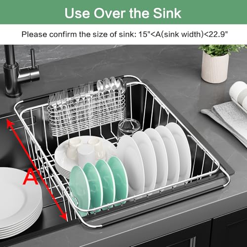 Large Dish Drainer Rack in Sink Adjustable