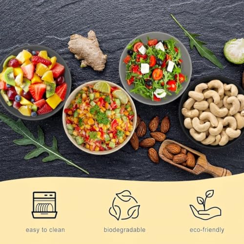 Wheat Straw Bowls Set 8 PCS (26 oz / Black & Gray)