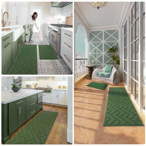 Kitchen Runner Rug (Green / 24"x79"+20"x48")
