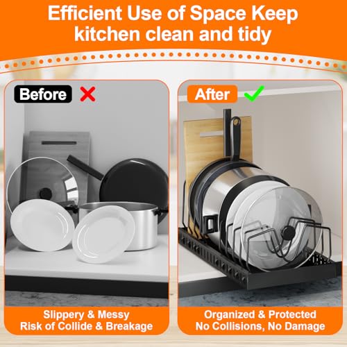 1 Pack 16.5" Deep Expandable Pots and Pans Organizer Under Cabinet (1 Pack)