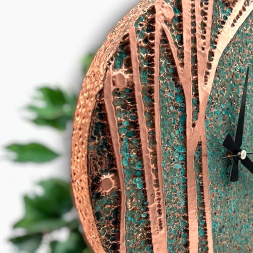 Handmade Copper Wall Clock Artisan Touch in Every Piece (Time Circles Tree / 17.7)