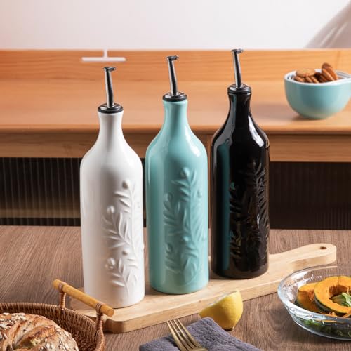 Sweejar Large Olive Oil Dispenser Bottle with Spout (Black / Patterned styles)