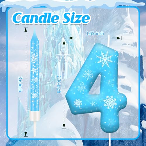 13PCS Snowflake Themed Birthday Candles Number 4 Set (13 Count)