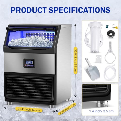 Commercial Ice Maker Machine (350Lbs/24H (75Lbs Bin))