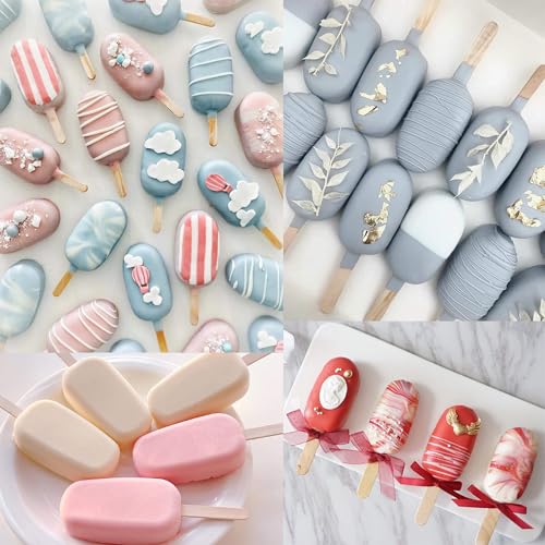 2 Larger Cakesicle Molds Silicone with 100 Wooden Sticks & 100 Parcel Bags (B-Larger)