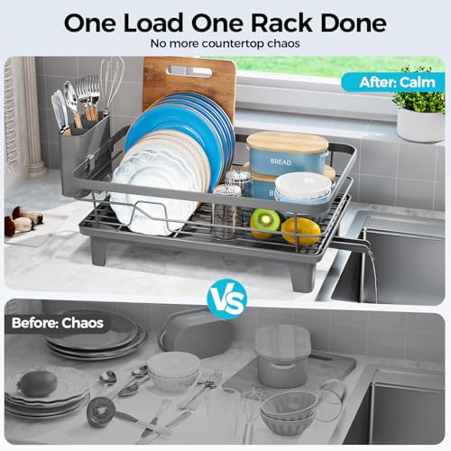 Urakify Dish Drying Rack for Kitchen Counter (Gray)