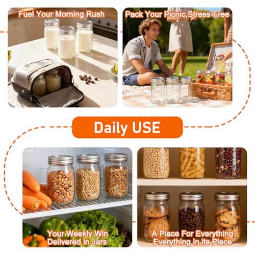 16oz Regular Mouth Mason Jars (Silver Split Lids-16oz)