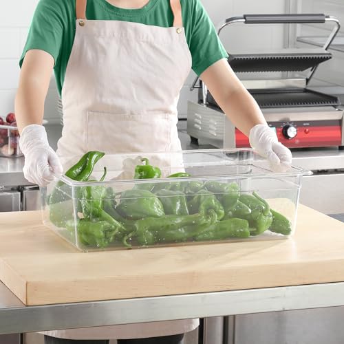 EGGKITP Full Size Clear Food Pans 6 pack 6 Inch Deep Pan Stackable Polycarbonate Food Pan for Restaurant Use BPA free freezer (1/1 Size / 6" Deep)