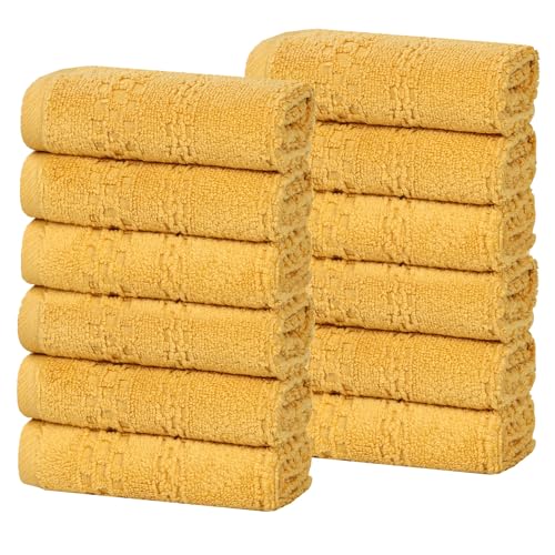 Playa Zero Twist Cotton Medium Weight Small Towels (12 Piece Washcloth / Gold)