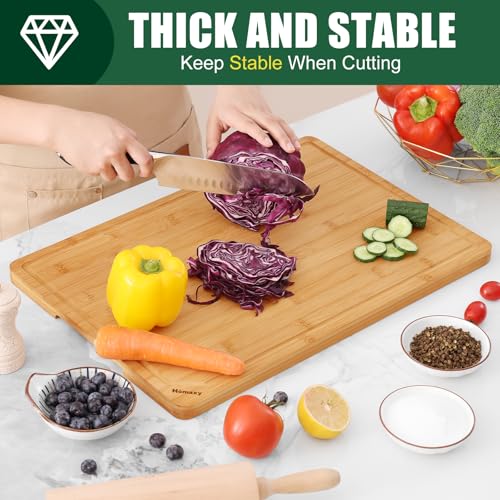 2XL Organic Bamboo Cutting Boards for Kitchen (Natural / 20"L x 14"W)