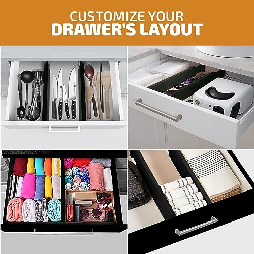 4 Pack Bamboo Drawer Dividers (Black / 2.6-Inch High (4-pk))