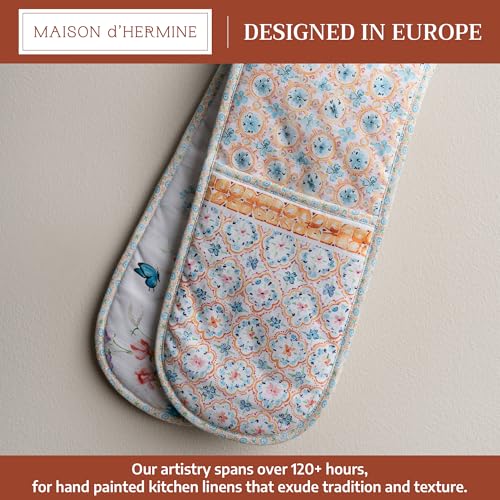 Double Oven Mitts 100% Cotton Double Oven Glove (039 - Summer Whisper / 7" x 35" (Double Oven Mitt))