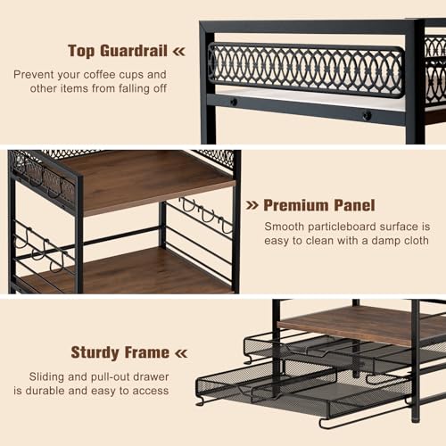 Coffee Bar Station Organizer (Brown (4 Tier))