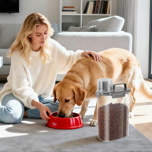 Airtight Small Cat Dog Pet Food Storage Containers BPA Free (Olive Gray x 2 / 3L-2pack)