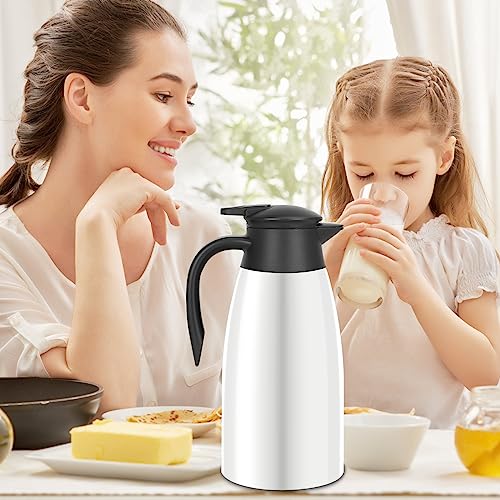 70oz Thermal Coffee Carafe Insulated Coffee Thermos Airpot (White)
