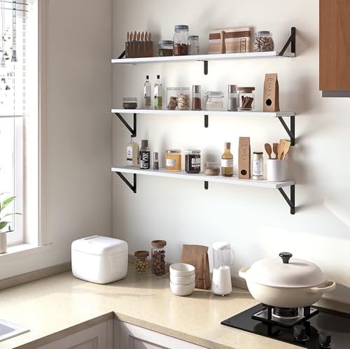 Floating Shelves for Wall (White / 35.43"W x 5.9"D x 5.4"H,Set of 3)