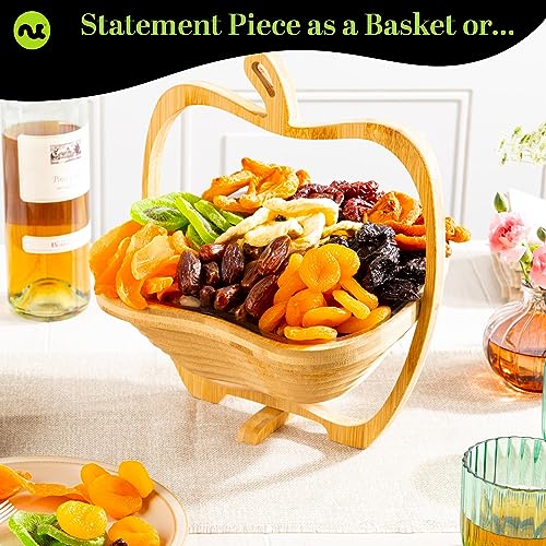 Rosh Hashana Gift Basket Dried Fruit Flower Bouquet (3. Wooden Apple Fruit Basket - Flower Arrangement)