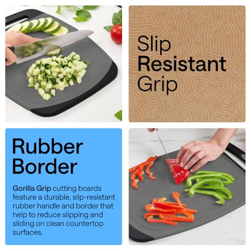 BPA Free Reversible Kitchen Cutting Board (Gray/Black / Large (Pack of 3))