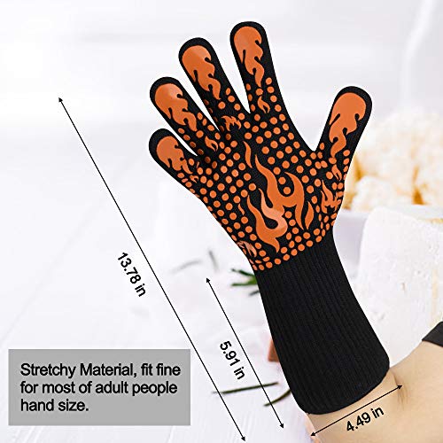 BBQ Gloves 1472 Degree F Heat Resistant Grilling Gloves Silicone Non (long / Orange)