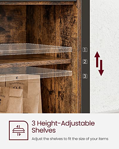 Buffet Cabinet (Without Power Outlet and Light / 13"D x 39.4"W x 31.5"H / Rustic Brown + Ink Black)