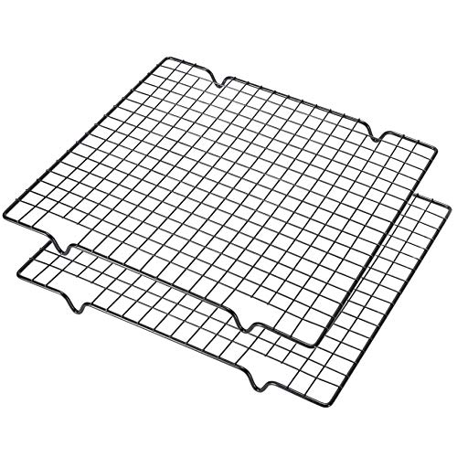 2Pcs Metal Kitchen Baking Cooling Rack Square Wire Cooling Rack for Cake and Meat 10 x 11 inches (2 Count)