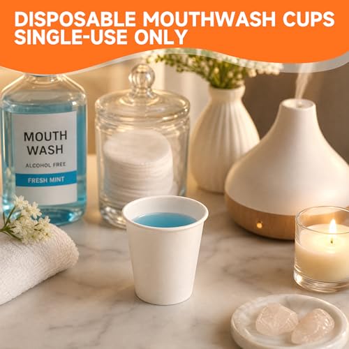 600 Pack 3 oz Bathroom Paper Cups for Mouthwash (White / 3 oz)