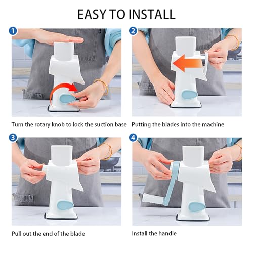 Cheese Grater Hand Crank Rotary Vegetables Shredder with Handle
