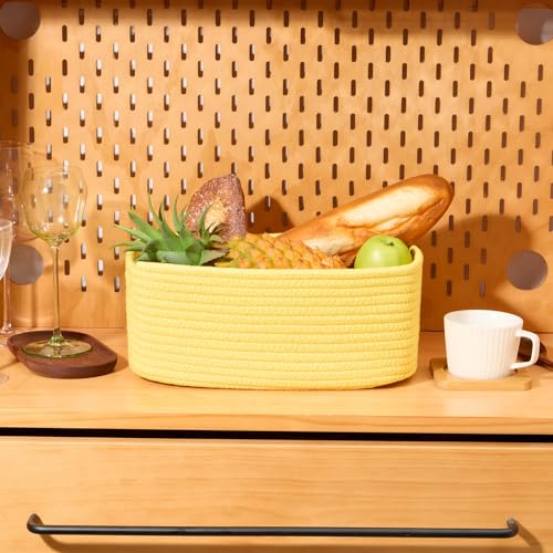 Small Storage Baskets for Organizing (4pcs-L13xW8.5xH5.1" / Yellow)
