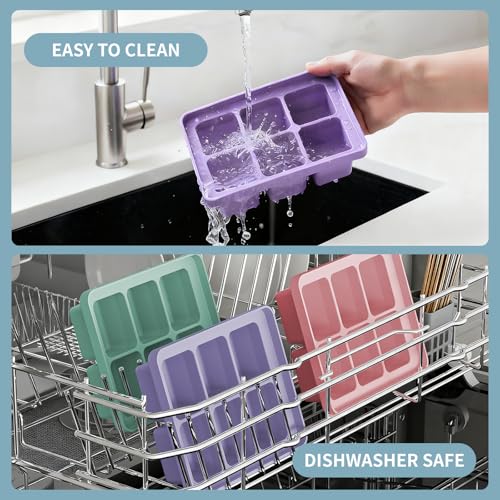Large Silicone Ice Cube Tray Set of 3 (Green+Pink+Purple)