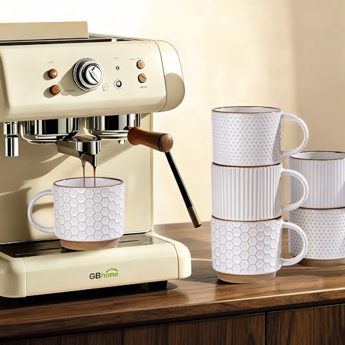 12 OZ Stackable Coffee Mugs Set of 4 (Off-White / 12 Ounces)