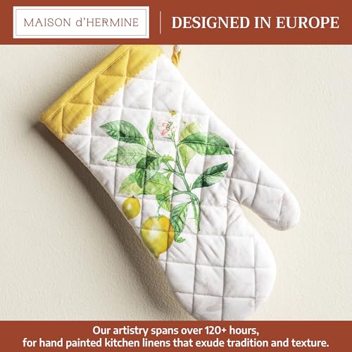 Maison d'Hermine Oven Gloves 100% Cotton Oven Mitt (004 - Limoncello / 7.5" x 13" (Oven Mitt))