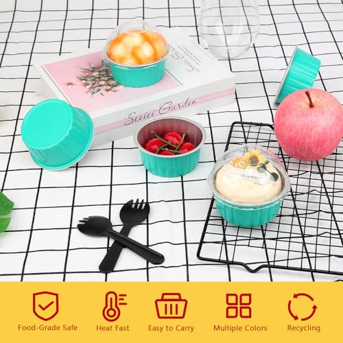 5oz Dot Cake Cups with Dome Lids 100 Pack (5 Fl Oz)