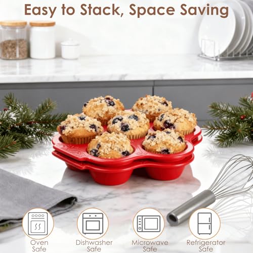 2 Pack Red Ceramic Muffin Pans (Red)