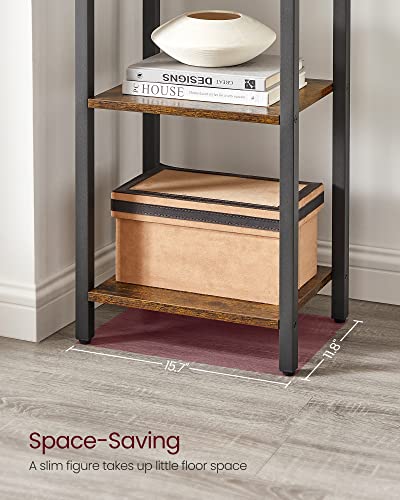 6 Tier Bookshelf (Rustic Brown + Ink Black / 6 Tiers (11.8"D x 15.7"W x 73.2"H))